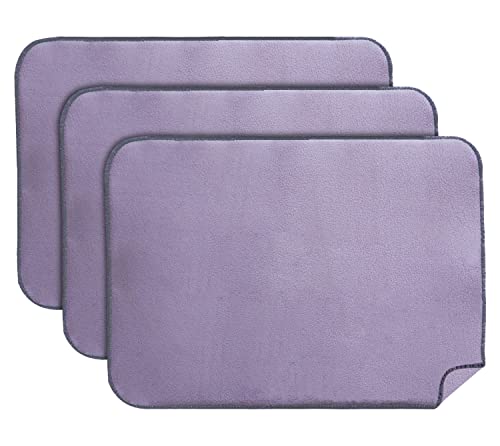 Image of Kuber Industries Microfiber Reversible Dish Drying Mat with Absorbent Parity for Kitchen 19 inchx 15 inch,Pack of 3 (Purple)