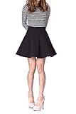 Dani's Choice Basic Solid Stretchy Cotton High Waist A-line Flared Skater Mini Skirt