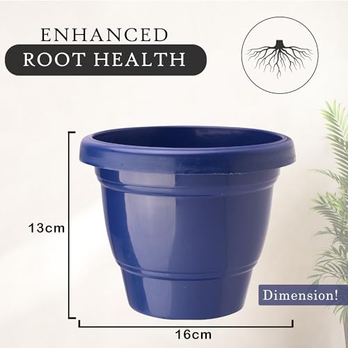 Image of Urbane Home (Pack of 3) Flower Pot | 2-Layer Fuldani Flower Pot | (6 Inch) Pots for Terrace, Garden | Phooldaan for Home Decor | Indoor Plant Stand | Plants Stand | Green-Blue & Orange