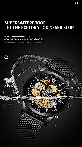 Image of CHENXI Luxury Business Steel Strap Watch Original Automatic Mechanical Skeleton Transparent Mechanical Watch for Men