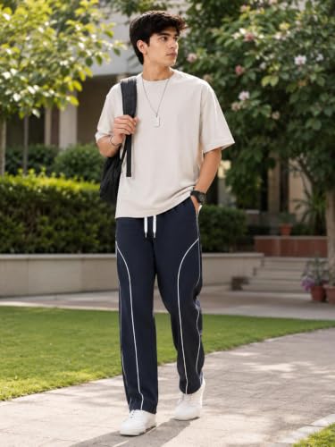 Image of O3e Men's Polyester Straight Fit Trackpant | Lightweight, Sports Lower, Gym, Running, Casual Wear