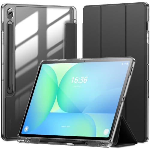 INFILAND for Galaxy Tab S10 FE Plus Case (2025) 13.1 Inch Slim Tri-fold Clear Protective Case Cover with S Pen Holder for Samsung Galaxy Tablet S10 FE+ (Grey)