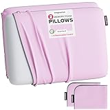 Imaginarium 2 Pack Memory Foam Pillows for Bed – 16' x 24' Standard – Fun Decorative Colorful Pillow for Sleeping – Back, Stomach & Side Sleepers – Includes 2 Extra Cooling Covers (Pale Pink)
