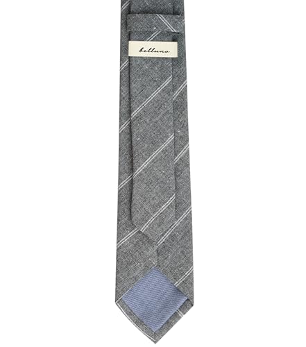 Image of BELLUNO Men's 2.5 inch Skinny Solid Cotton Linen Ties