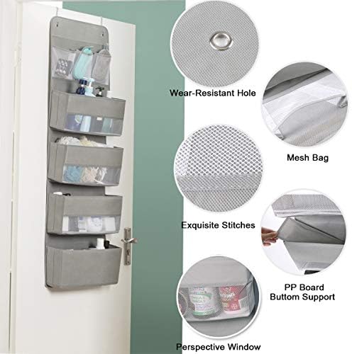 Jay-Chi Over Door Hanging Organizer Storage - 7 Large Pockets Closet Bathroom Baby Nursery Organizer Perspective Window Wall Mount Rack for Clothes Toys Sundries(Grey)
