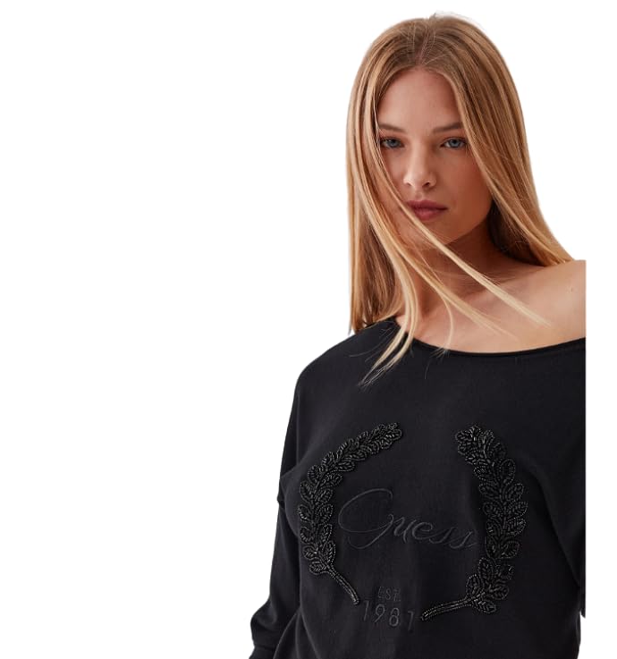 Guess Maglia Donna Marion batsleeve Logo Sweater Black E24GU26 W3YR22Z2NQ2
