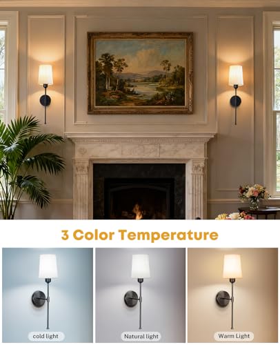 Image of Battery Operated Wall Sconces Set of 2, Rechargeable Wall Sconce 13000mAh Gold Wireless Wall Sconces with Remote Battery Powered Sconces Decor Set of 2 Wall Lights for Living Room Bedroom