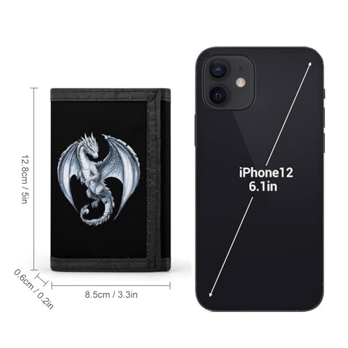 Silver Dragon Trifold Wallet for Men Women Portable Slim Purse Zip Closure Pocket Wallet2