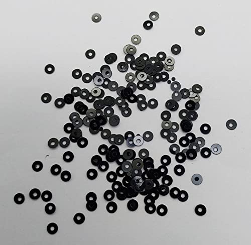 Image of eshoppee 200 gm, 3 mm Black Color Round Shape Sequins Sitara, for Jewellery Making Embroidery Material Art and Craft DIY kit, Glitter Sequince Beads (4, 200 gm)