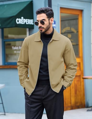 Image of TACVASEN Mens Lightweight Windbreaker Full Zip Up Laydown Collar Jackets Light Casual Coat with Zip Pockets