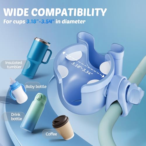 Image of Stroller Cup Holder with Phone Holder, Accessories for Walker Wheelchair | Universal Cup Holder for Bike /Rollator /Scooter Accessories, Fit Uppababy, Nuna, Doona Stroller, Baby Registry Search