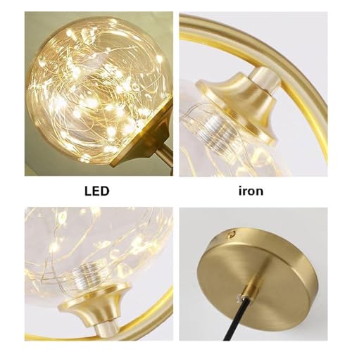 Lampe suspendue de chevet chambre à coucher luminaire doré chaud