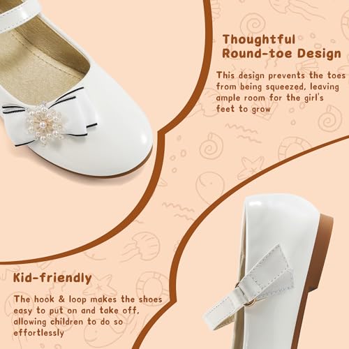 Aomigoct Girls Flats Dress Shoes: Little Kid Princess Ballerina Flats for Birthday Party - Girls Mary Jane Shoe for Wedding School4