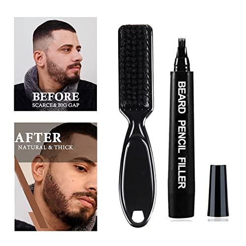 Beard Pencil Filler For Men Water Proof Sweat Proof, Beard Pen Long Lasting Coverage with a Micro-Fork Tip for Seamless Application, Moustache & Eyebrows (Light Brown)