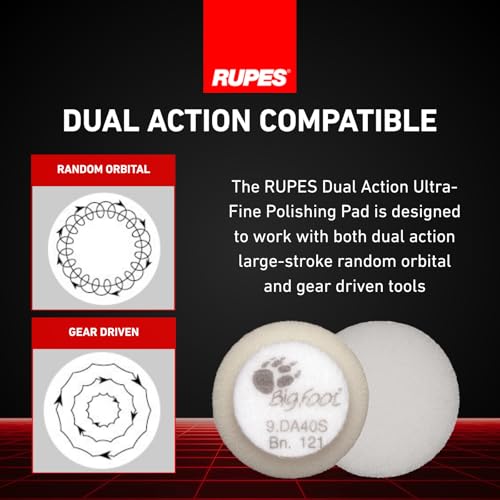 Image of RUPES 40mm Pack of 6 White D-A Ultra-FINE Polishing Foam Pads | Ideal for Extremely Fine Paint Correction & Gloss Enhancement | Improves Finishing Performance | Compatible with 1.5 inch Backing Plate