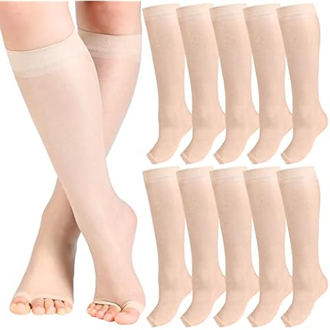Bonuci 8 Pairs Sheer Knee High Toeless Socks Cover