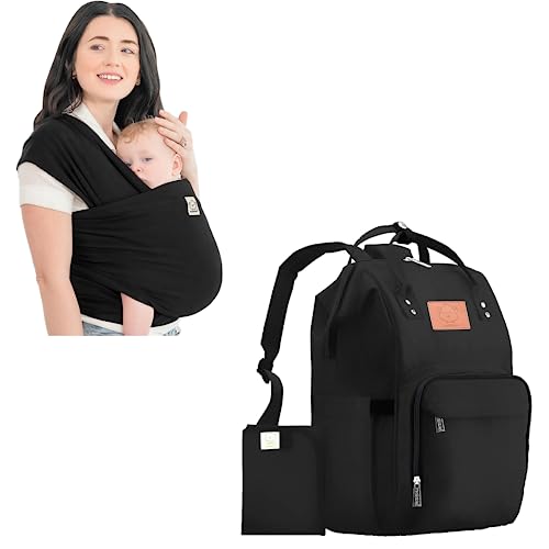 Image of KeaBabies Baby Wrap Carrier and Diaper Bag Backpack - All in 1 Original Breathable Baby Sling, Lightweight,Hands Free Baby Carrier Sling - Waterproof Multi Function Baby Travel Bags, Baby Carrier Wrap