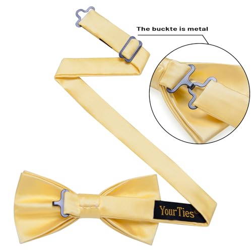 Image of YourTies Bow Ties for Men Pretied Bowties Solid Color Satin Bow Tie Formal Business Tuxedo Wedding Party Prom