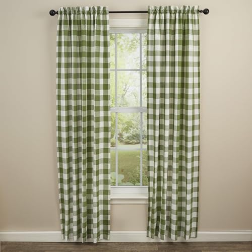 Park Designs Buffalo Check Lined Panel Pair 72" x 84", Sage