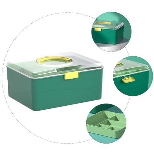 Caja de medicamentos portátil de doble capa con asa para el hogar 8
