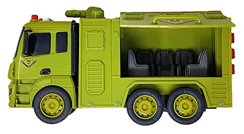 Image of SHIPEASE Friction Powered Rescue Squad Army Truck Toy for Kids Boys Girls Pull Back Construction Vehicle Military Truck with Light Music (Multicolor)