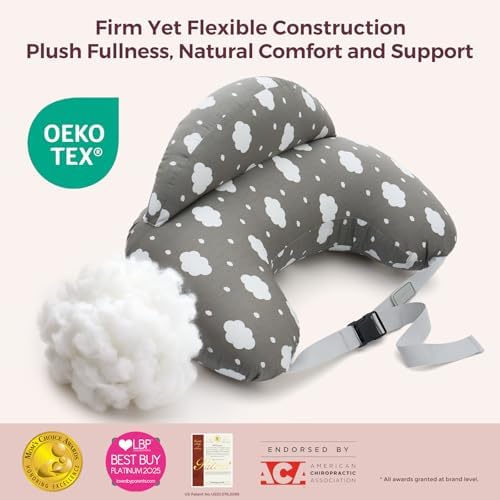 Momcozy Nursing Pillow for Breastfeeding, Original Plus Size Breastfeeding Pillows for More Support for Mom and Baby, with Adjustable Waist Strap and Removable Cotton Cover, Grey - 1
