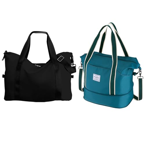 Travel Accessories Bundle for Women and Men: Fashion Gym Tote Bag & Travel Duffel Bag