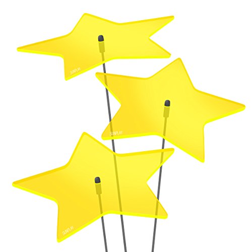 SUNPLAY Sonnenfänger Sterne Stella in GELB, 3 Stück je 20 cm Durchmesser im Set + 70 cm Schwingstäbe