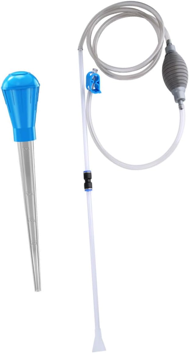 DOITOOL Mini Aquarium Siphon Water Changer with 2.2m Hose and 29cm Blue Nozzle Gravel Cleaning Tool for Fish Tanks and Turtle Aquariums Manual Water Vacuum Cleaner Random Color