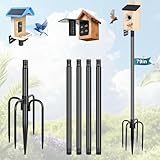 Gtongoko Smart Bird Feeder Pole 79 Inch Bluebird House Pole for Outdoors Weather Station Heavy Duty Metal Mounting Kit Adjustable Bird Feeder Stand Black