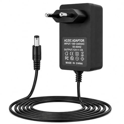 CABLEPELADO Alimentador 12V 2A Universal AC/DC | Adaptador de Corriente | Jack DC 5,5 x 2,5 mm | Entrada 100 240V | Centro Positivo | Compatible con CCTV, Tiras LED, Router, DVR y Electrónica.
