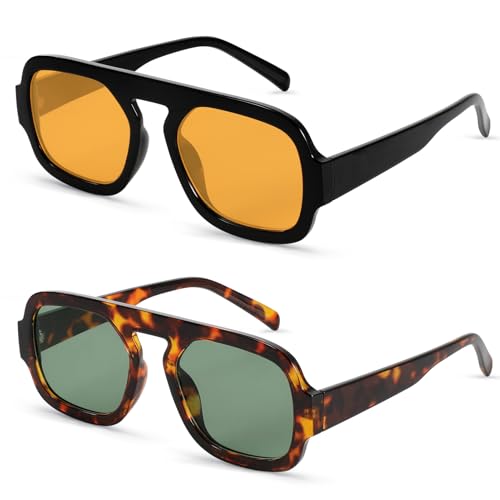 Beipegin Gafas de Sol para Hombre y Mujer, Estilo Vintage Cuadradas con Protección UV400 para Conducir al Aire Libre