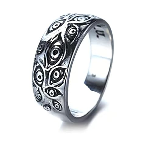 Kemelo Vintage Punk Carved Eyes Ring Hip Hop Rock Culture Finger Ring Metal Rings Gifts,Rings For Women,10 Cover