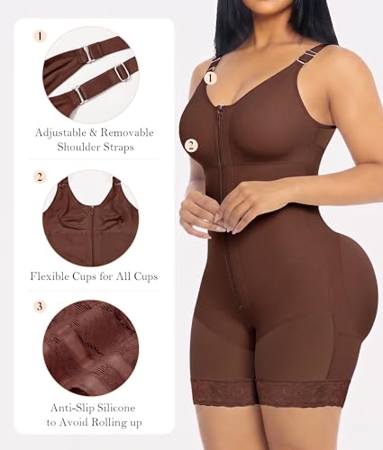 Image of YIANNA Fajas Colombianas Moldeadoras Postpartum Shapewear Tummy Control for Women Butt Lifter Body Shaper with Zipper Crotch