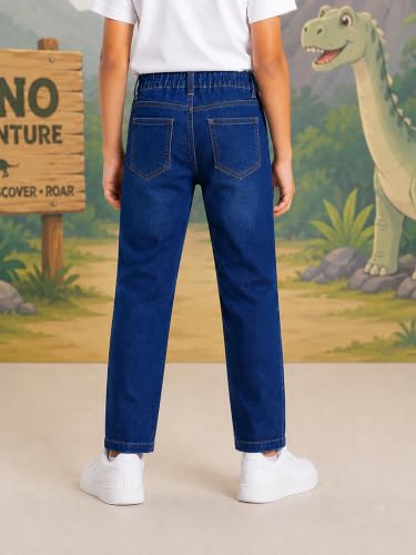 Image of KiddoPanti Boys Regular Fit Denim Pant | Stretch Poly Cotton Denim | Regular Fit Full Length Pant | Back Elasticated & Button with Zip Open Fly