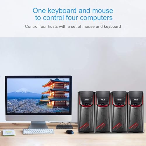 Image of KVM Switch 4 Ports, 4 In 1 Out HDMI KVM Switcher Box Support 4K@60Hz, Compatible With Windows /Linux /Mac System etc, With Hotkey Switch Way, USB A-B Port