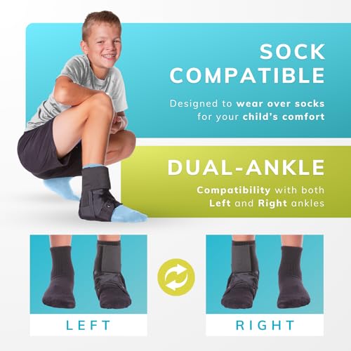 BraceAbility Lace Up Kids Ankle Brace - Pediatric Figure 8 Sprained Foot Support Wrap for Active Youth, Children in Sports, Basketball Protection, Gymnastics, Soccer, and Volleyball (XS) - Thumbnail 4