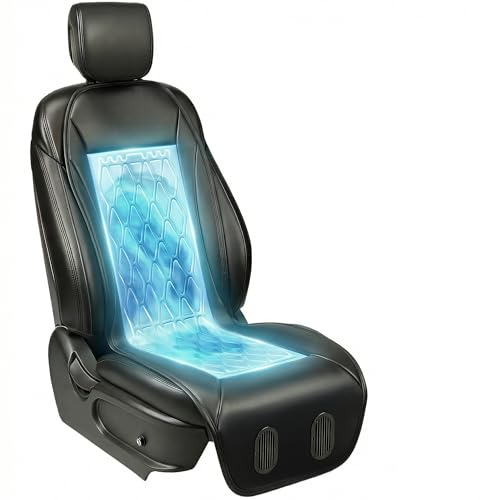 Ymcud Liquid Cooled Cooling Car Seat Cover Front Seat, 12V-24V Air Conditioned Car Seat Cover with 3 Temp Modes, Ventilated Cooling Car Seat Cushion for Car SUV Truck Universal Fit, Classic Black