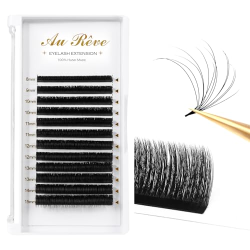 Easy Fan Lashes Eyelash Extensions C/D Curl 0.03 0.05 0.07 8-15mm Mixed Tray, Super Matte Black Volume Lashes Self Fanning, Professional Supplies for Lash Artists (0.05 D 8-15mm)