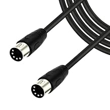 5 Pin Midi Cable, 5-Pin Din Jack Plug Male to Male Audio Lead for MIDI Controller,Midi Cable Compatible with Sampler,Synthesizer,Electronic Drums,Piano Keyboard,Sequencer 3 Meter