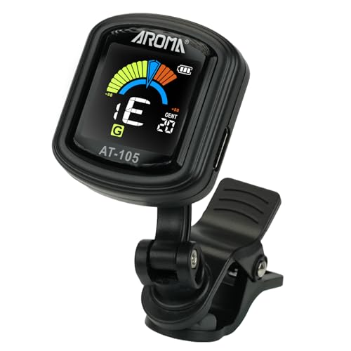 Aroma Guitar Tuner Clip On Rechargeable Chromatic Tuner for Guitar Bass Ukulele Violin Mandolin