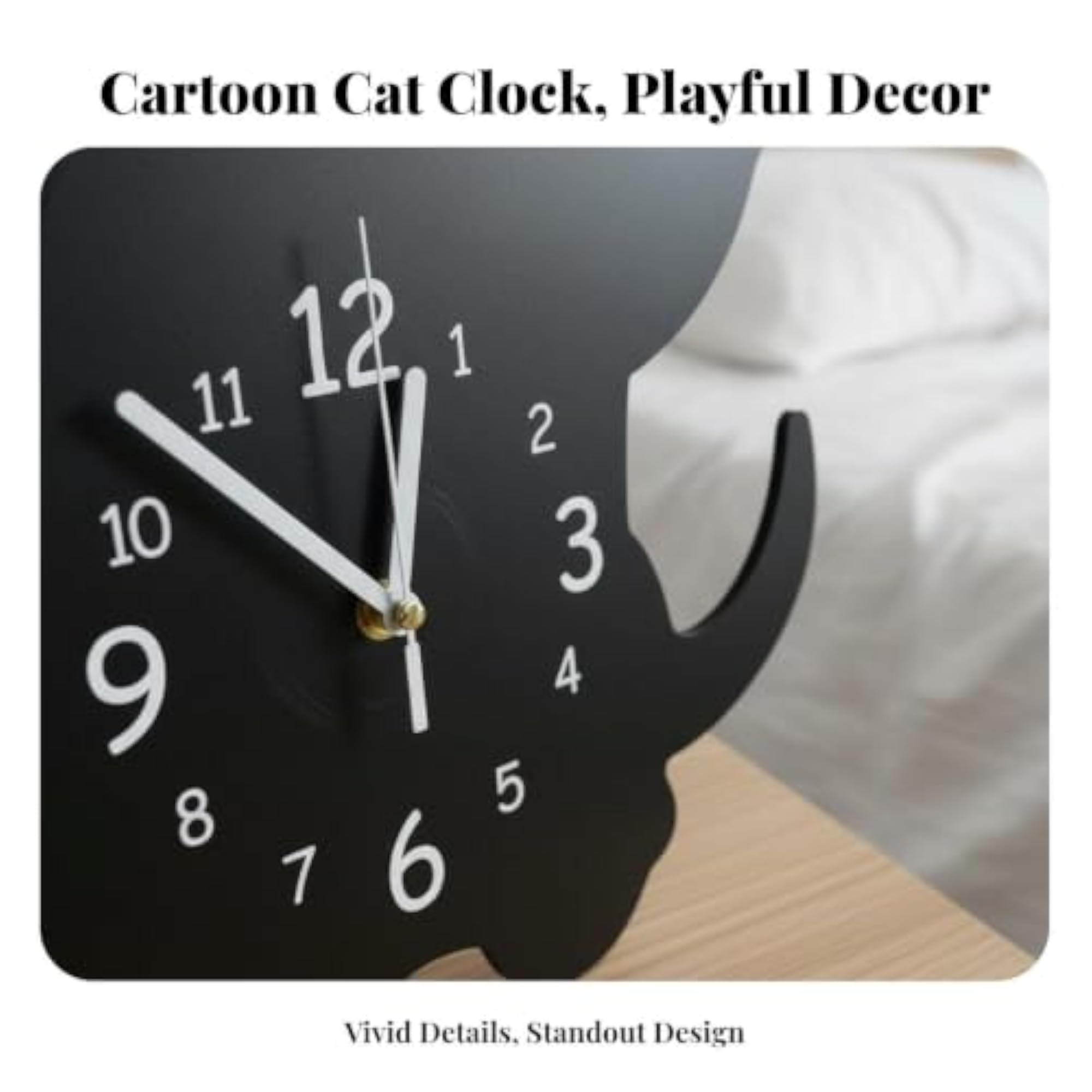Cartoon Kitten Shaped Desk Clock for Kids and Students