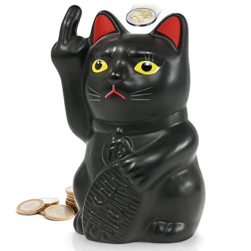 Fluffy Dreams – Angry CAT Spardose Sparbüchse mit Stinkefinger, aus...