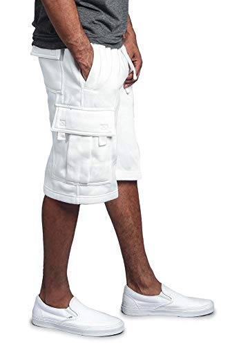 G-Style Usa Men's Solid Fleece Heavyweight Cargo Shorts Fs76 - White - 6X-Large #TOP1