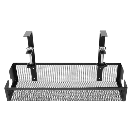 Baluue organizador de cables de escritorio metal bandeja para manejo de cables 40 cm organizador grande para escritorio en negro miniatura 1