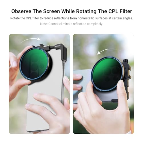 Image of NEEWER 67mm Phone Filter Holder with Adjustable Clamp, Cold Shoe Mount & CPL Filter, Phone Camera Photography Accessories Compatible with iPhone 17 16 15 14 Samsung Galaxy S26 Ultra S25, FL-112