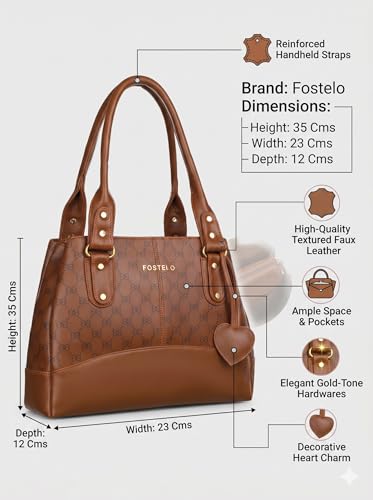 Image of Fostelo Women's Catlin Satchel Tote Handbag for Women | Ladies Purse | Stylish Shoulder Bag | Gift For Women
