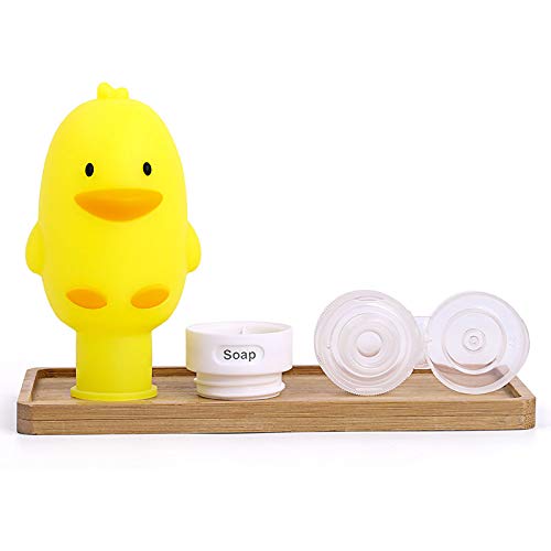 Tvoip 3Pcs 60ml/90ml/100ml Portable Cartoon Animal Little Monsters Penguin Duck Silicone Travel Case Organizer Shampoo Shower Gel Lotion Storage Refillable Bottle image 4