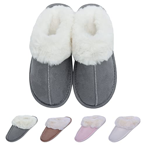 Hausschuhe Damen Winter Plüsch Hausschuhe Unisex Warme Schlappen Pantoffeln aus Baumwolle mit TPR-Sohle Cover