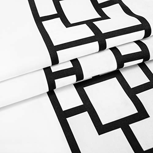 Driftaway Geo Trim Vertical Geometric Trellis Pattern Lined Blackout Thermal Insulated Window Curtain Back Tab 2 Layers 2 Panels 52 Inch By 84 Inch Black #TOP2